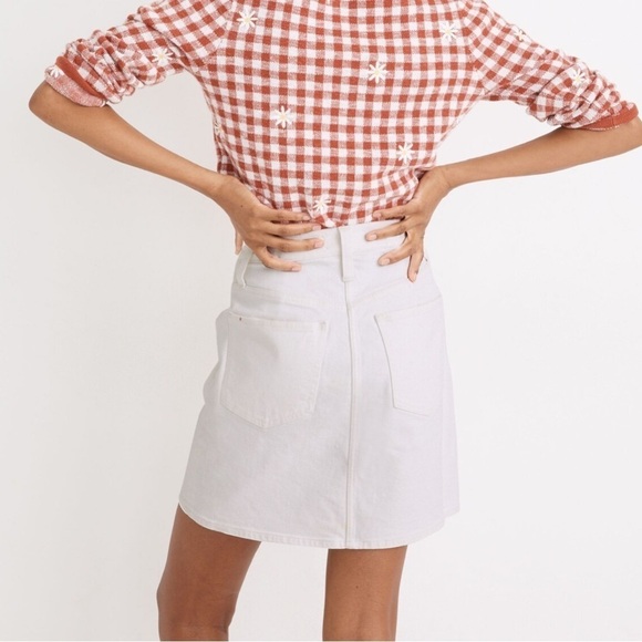 Madewell Heritage Stretch Straight Mini Skirt Tile White: Yoke-Pocket Edition - Picture 5 of 9